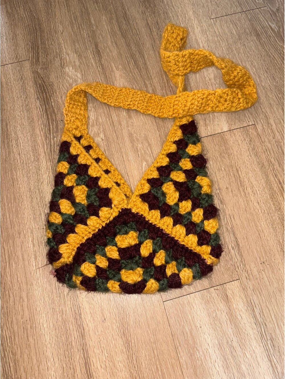 Vintage Handmade Crochet Granny Purse Boho Hippie Bag d139